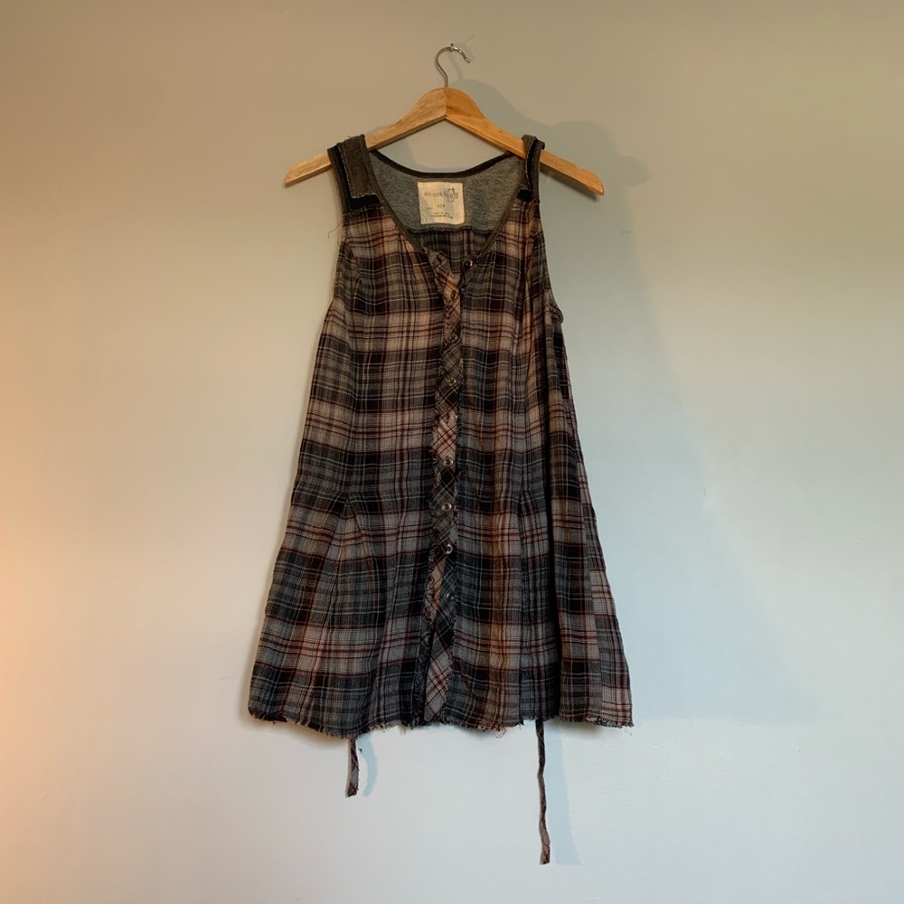 Free People Flannel Tank Top Mini Dress Small